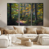 65810864-MGV-CV-36X24-Autumn Forest Wall Art Canvas Print, Framed Fall Woodland Art Picture Print, Golden Leaves Perfect Rustic Farmhouse Decor Artwork