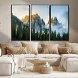 21145440-MGV-CV-36X24-Wilderness Wall Art Wall Art Canvas Print, Framed Nature Landscape Decor Art Picture Print, Misty Forest Photography Perfect