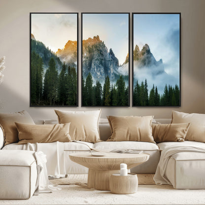 21145440-MGV-CV-36X24-Wilderness Wall Art Wall Art Canvas Print, Framed Nature Landscape Decor Art Picture Print, Misty Forest Photography Perfect