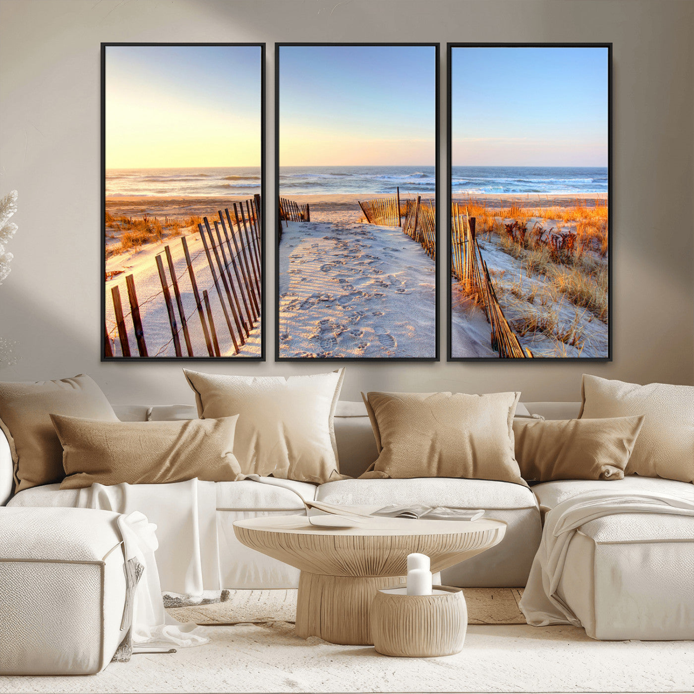 73351887-MGV-CV-36X24-Ocean Sunset Wall Art Wall Art Canvas Print, Framed Nautical Photography Art Picture Print, Summer Beach House Decor Perfect