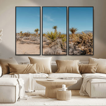 35156165-MGV-FC-48X32-3P_Black-Joshua Tree Wall Art Canvas Print, Framed Desert Landscape Art Picture Print, Warm Earth Tones Perfect Southwestern Minimalist