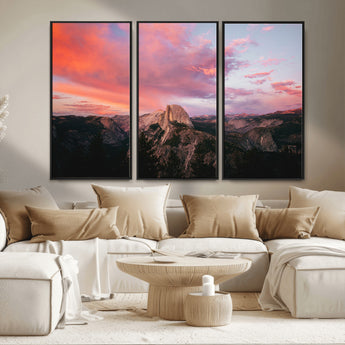 32786115-MGV-CV-36X24-Half Dome Wall Art Canvas Print, Framed Yosemite National Park Art Picture Print, Dramatic Sunset Perfect Adventurous Wilderness