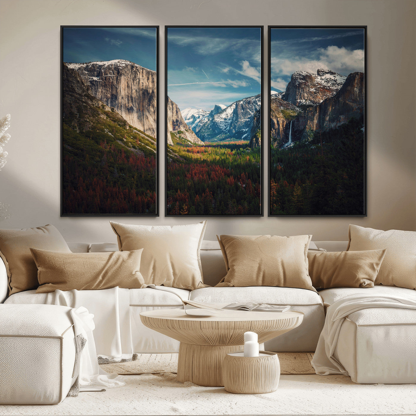 15244033-MGV-FC-48X32-3P_Black-Yosemite National Wall Art Canvas Print, Framed Mountain Landscape Art Picture Print, El Capitan Perfect Rustic Farmhouse Decor