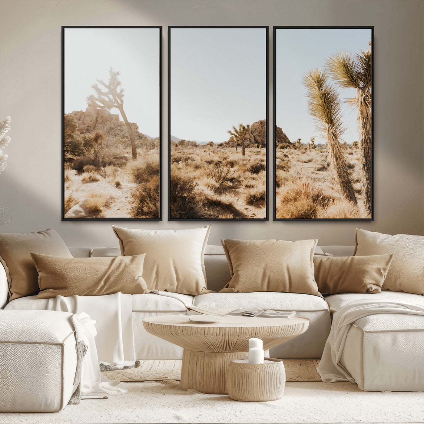 62783269-MGV-FC-48X32-3P_Black-Joshua Tree Wall Art – Desert Landscape Photography Canvas Print, Southwest Nature Artwork Rustic Home Decor for Living Room,