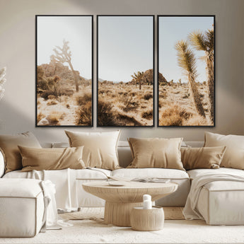 62783269-MGV-FC-48X32-3P_Black-Joshua Tree Wall Art – Desert Landscape Photography Canvas Print, Southwest Nature Artwork Rustic Home Decor for Living Room,
