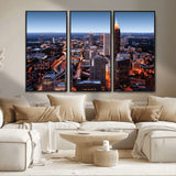 81886632-MGV-FC-48X32-3P_Black-Atlanta Skyline Wall Art – Vibrant City Lights Canvas Print, Modern Urban Cityscape Decor for Living Room, Office, or Apartment