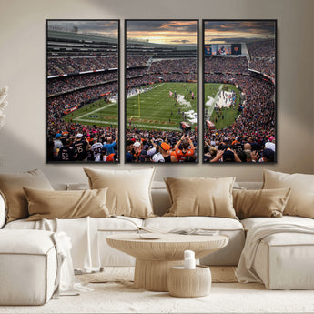 87578930-MGV-CV-36X24-Soldier Field Wall Art – Chicago Bears Football Stadium Sunset Canvas Print, Game Day Sports Decor for Man Cave, Bar, Office, or