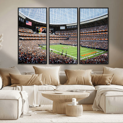 32530647-MGV-CV-36X24-Chicago Bears Stadium Wall Art – Futuristic Dome Arena Canvas Print, Modern Football Concept Design Decor for Man Cave, Bar, or
