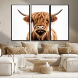 637908607-MGV-FC-93X47-3P_Black-Highland Cow Wall Art Print – Rustic Farmhouse Animal Portrait, Scottish Highland Cattle Canvas, Modern Country Wall Decor for
