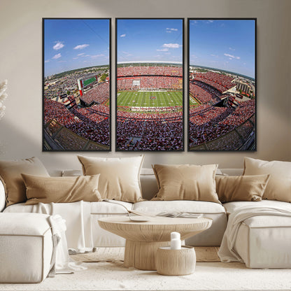 29492070-MGV-FC-48X32-3P_Black-Stadium Wall Art – Panoramic College Football Canvas Print, Game Day Crowd and Field Scene, Sports Photography Decor for Office,