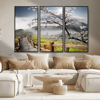 34632598CRY-MGV-CV-36X24-Sakura Cherry Blossom Pathway Canvas Wall Art – Tranquil Walk Through Blossoming Nature – Ready to Hang
