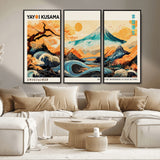 94085549-MGV-CV-36X24-Japanese Wave and Mountain Wall Art – Panoramic Abstract Landscape Canvas Print, Asian Inspired Nature Decor for Living Room,