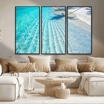 68127042-MGV-CV-36X24-Beach Wall Art – Tropical Ocean Canvas Print, Clear Water and White Sand Photography Decor for Bedroom, Living Room, Office,