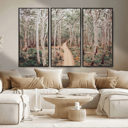 24760563-MGV-FC-48X32-3P_Black-Forest Wall Art – Tranquil Woodland Path Canvas Print, Scenic Nature Photography Decor for Bedroom, Living Room, Office, Cabin or