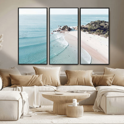 79395467-MGV-CV-36X24-Coastal Wall Art – Aerial Beach Canvas Print, Ocean Waves and Sandy Shore Photography Decor for Bedroom, Living Room, Office,