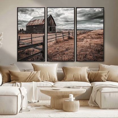 70676381-MGV-CV-36X24-Rustic Barn Wall Art – Weathered Farmhouse Canvas Print, Country Landscape Photography Decor for Bedroom, Living Room, Office,