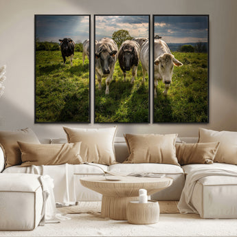 67277447-MGV-CV-36X24-Farmhouse Wall Art – Herd of Cows Canvas Print, Rustic Country Pasture Photography Decor for Bedroom, Living Room, Office, Ranch,