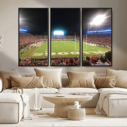 16230786-MGV-FC-48X32-3P_Black-Sanford Stadium Wall Art – Georgia Bulldogs Football Night Game Canvas Print, College Sports Decor for Man Cave, Bar, Office, or
