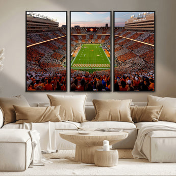 37160229-MGV-CV-36X24-Tennessee Volunteers Wall Art – Neyland Stadium Sunset Checkerboard Game Canvas Print, Vols Football Panorama Sports Decor