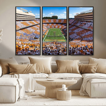 77097951-MGV-FC-48X32-3P_Black-Neyland Stadium Wall Art – Panoramic Tennessee Volunteers Checkerboard Crowd Canvas Print, Football Game Day Decor for Office, Man