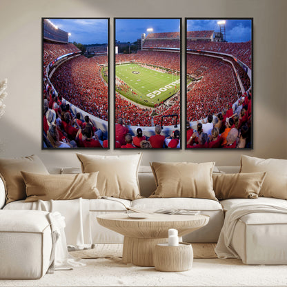 10244378-MGV-FC-48X32-3P_Black-Sanford Stadium Wall Art – Panoramic Georgia Bulldogs Day Game Football Canvas Print, Game Day Crowd Sports Decor for Office, Man