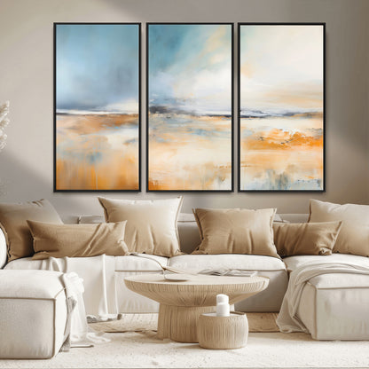 12135-MGV-FC-48X32-3P_Black-Soft Horizon Wall Art Canvas Print, Framed Golden Field Art Picture Print, Dreamy Horizon Perfect Minimalist Earthy Decor Artwork