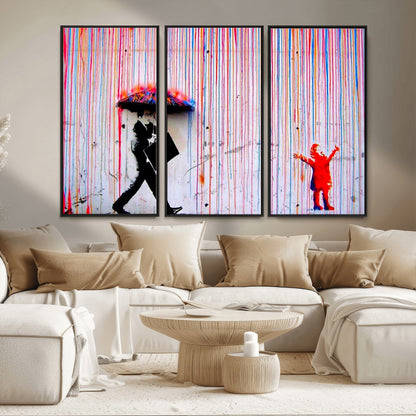 69505-MGV-FC-48X32-3P_Black-Graffiti Girl Wall Art Canvas Print, Framed Urban Contrast Art Picture Print, Vibrant Graffiti Perfect Urban Pop Decor Artwork