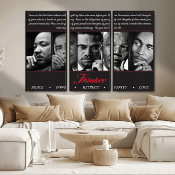 45112-MGV-CV-36X24-Black Icons Wall Art Canvas Print, Framed Thinker Art Picture Print, Motivational Quote Perfect Cultural Modern Decor Artwork