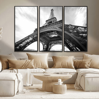 40006-MGV-CV-36X24-Eiffel Tower Wall Art – Black and White Architectural Photo Print, Paris Inspired Decor for Bedroom, Office, Studio or Modern
