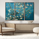 91714-MGV-FC-48X32-3P_Walnut-Almond Blossoms Wall Art – Handcrafted Van Gogh Inspired Floral Canvas Print, Beautiful Nature Decor for Living Room, Bedroom, or