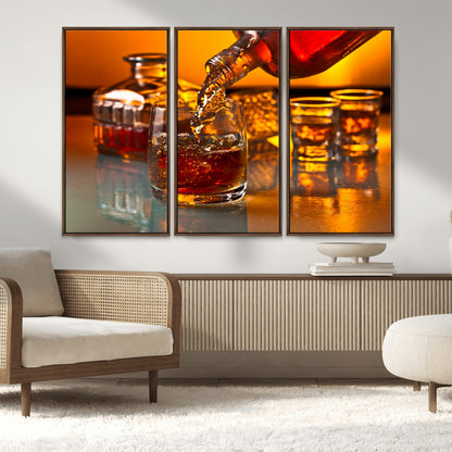 18250-MGV-CV-36X24-Whiskey Pour Wall Art – Captivating Whiskey Splash Canvas Print, Elegant Bar or Home Lounge Decor for Office, Man Cave or Living