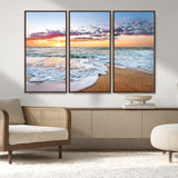 39560-MGV-CV-36X24-Sunrise Beach Wall Art – Vibrant Ocean Waves and Golden Sand Canvas Print, Seaside Coastal Decor for Living Room, Bedroom or