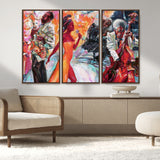 24452-MGV-CV-36X24-Vibrant Jazz Musician Painting - Expressive Art Print of Live Jazz Band, Perfect Wall Decor for Music Lovers and Art Enthusiasts