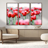 44554-MGV-FC-48X32-3P_Walnut-Vibrant red tulips stand out beautifully against a black-and-white background, making a striking decor piece perfect for any home