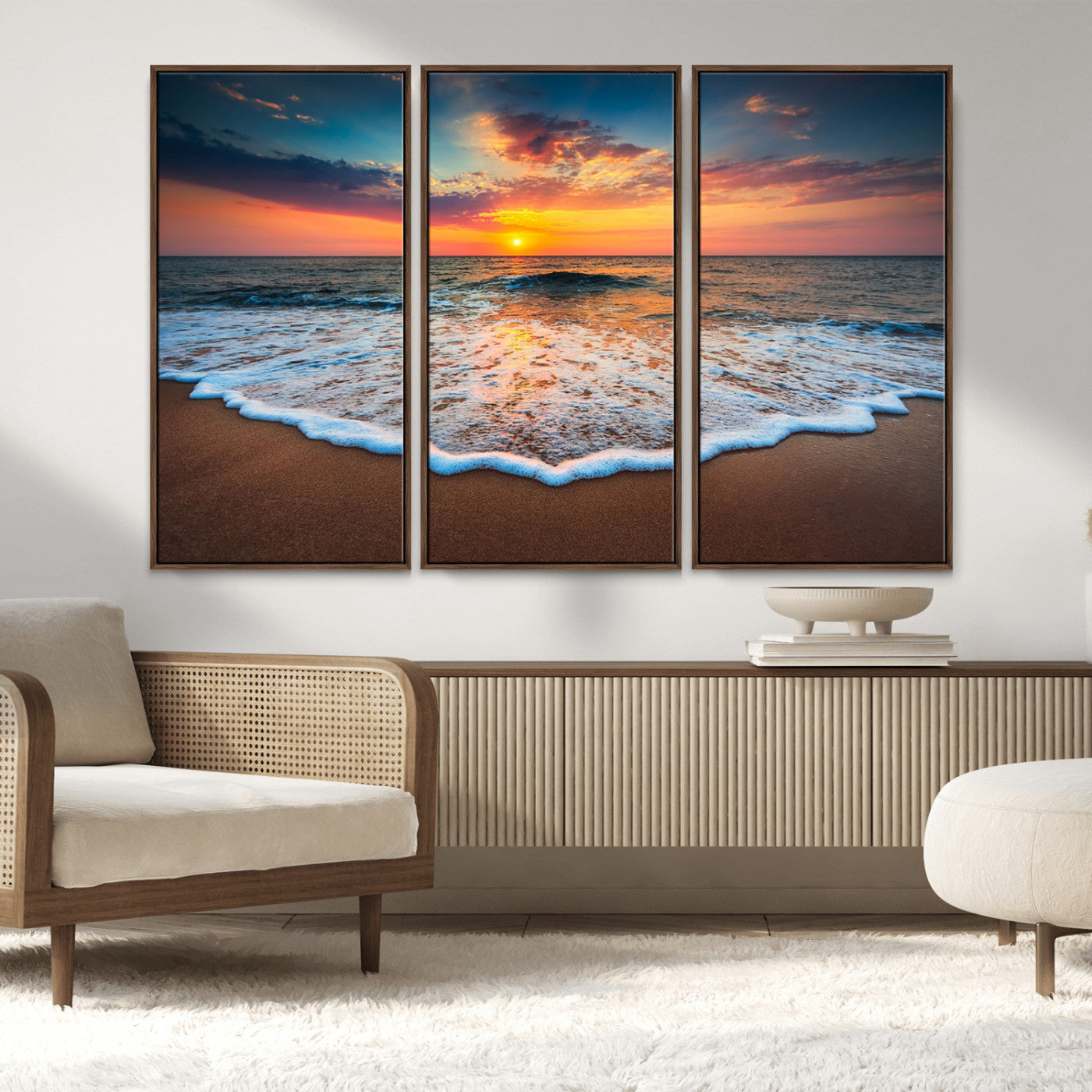 87032-MGV-CV-36X24-Ocean Sunset Wall Art – Stunning Beach Canvas Print with Vibrant Sky, Calm Waves, and Golden Horizon, Perfect Coastal Decor for