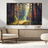 86249-MGV-CV-36X24-Sunlit Autumn Forest Path Wall Art – Peaceful Nature Scene with Fall Foliage, Calming Woods Decor for Home or Office