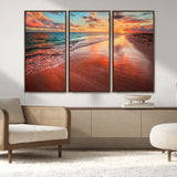 77723-MGV-CV-36X24-Sunset Beach Wall Art – Vibrant Ocean Canvas Print, Coastal Landscape Decor for Living Room, Bedroom or Office, Relaxing Tropical