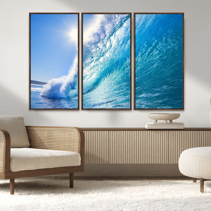 37494-MGV-CV-36X24-Ocean Wave Canvas Art – Stunning Blue Wave Photography, Coastal Wall Decor for Living Room, Bedroom or Office
