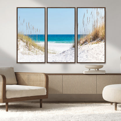 58498-MGV-CV-36X24-White Sandy Beach Wall Art – Panoramic Coastal Canvas Print, Ocean View Decor for Living Room, Bedroom, Office, Relaxing Seaside