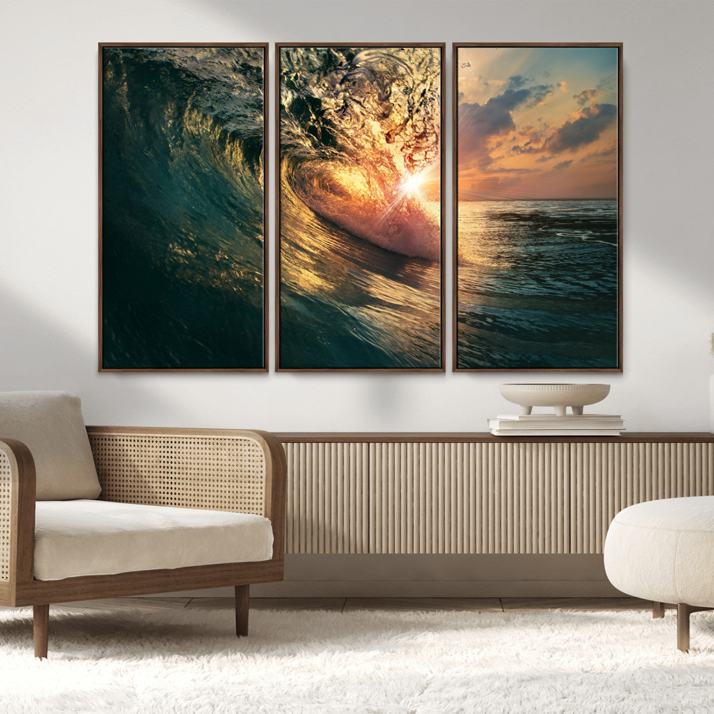 55359-MGV-CV-36X24-Radiant Ocean Wave Wall Art – Panoramic Surf Canvas Print, Vibrant Sunset Beach Decor for Home, Office or Man Cave