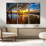 71863-MGV-CV-36X24-Lake Sunset Wall Art – Scenic Nature Canvas Print with Trees and Golden Sky, Serene Landscape Decor for Living Room, Bedroom or