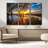 66839-MGV-CV-36X24-Lake Sunset Wall Art – Golden Hour Canvas Print with Trees and Water Reflection, Scenic Landscape Photography for Living Room,