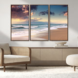 42253-MGV-CV-36X24-Serene Beach Waves Wall Art – Tranquil Ocean Horizon Canvas Print, Coastal Seascape Decor for Living Room or Office Wall