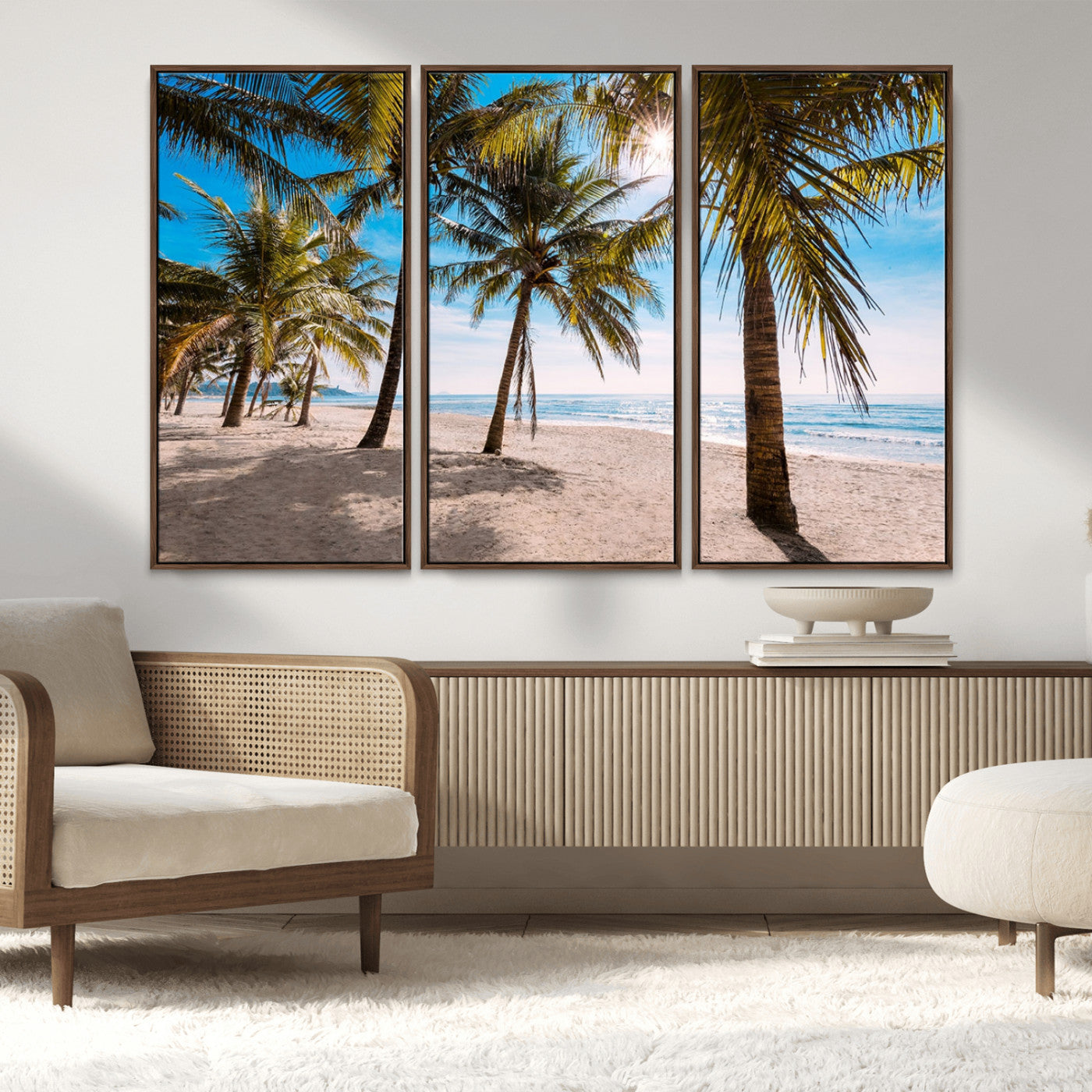 98175-MGV-CV-36X24-Tropical Palm Beach Wall Art – Relaxing Ocean Shore Canvas Print with Palm Trees, Coastal Summer Decor for Living Room, Bedroom or