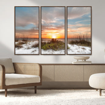 91064-MGV-CV-36X24-Beach Sunset Wall Art – Coastal Sand Dunes and Ocean Horizon Canvas Print, Seaside Landscape Wall Decor for Living Room, Bedroom