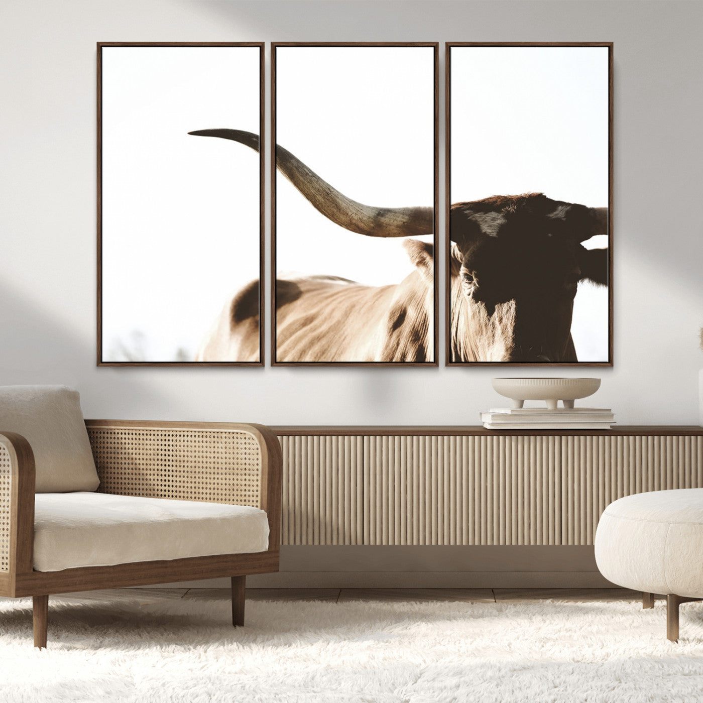 35866-MGV-CV-36X24-Texas Longhorn Wall Art – Rustic Western Bull Canvas Print, Farmhouse Animal Photography Decor for Living Room, Office, or Ranch