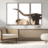 35866-MGV-CV-36X24-Texas Longhorn Wall Art – Rustic Western Bull Canvas Print, Farmhouse Animal Photography Decor for Living Room, Office, or Ranch