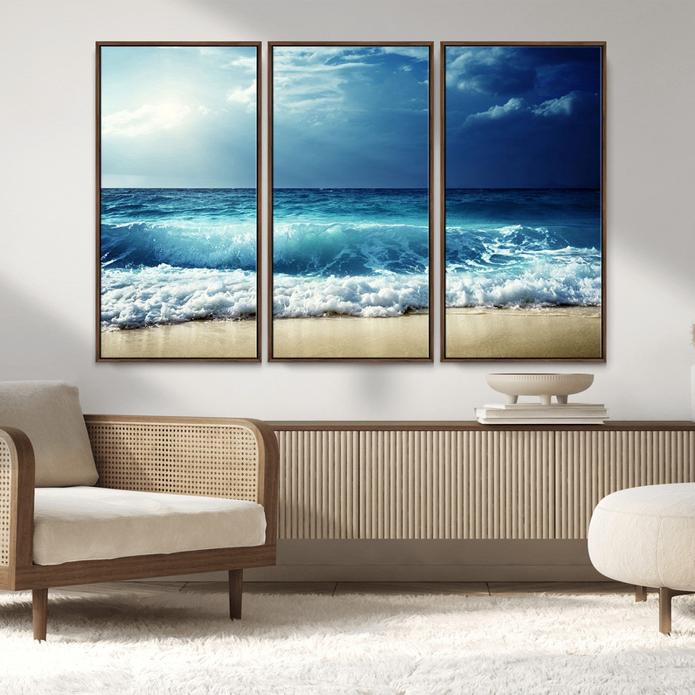 84116-MGV-CV-36X24-Ocean Wave Wall Art – Blue Sea and Beach Canvas Print, Coastal Seascape Photography Artwork for Living Room, Bedroom, or Office