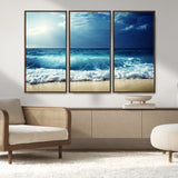 84116-MGV-CV-36X24-Ocean Wave Wall Art – Blue Sea and Beach Canvas Print, Coastal Seascape Photography Artwork for Living Room, Bedroom, or Office