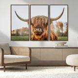 64824-MGV-CV-36X24-Highland Cow Wall Art – Rustic Scottish Bull Canvas Print, Farmhouse Animal Decor for Living Room, Bedroom, Office or Cabin